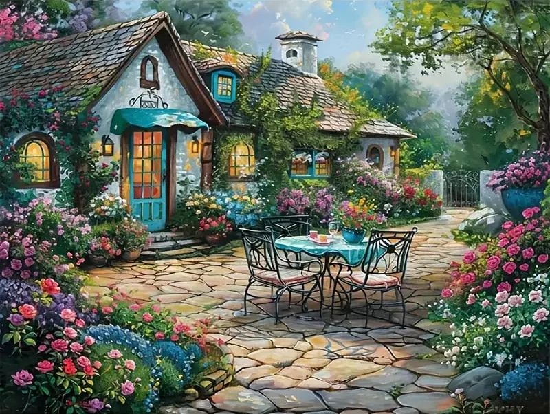 5D Diamond Painting - Gartenhaus