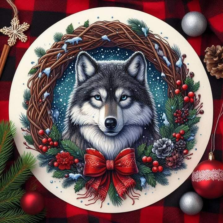 5D Diamond Painting - Weihnachten Wolf