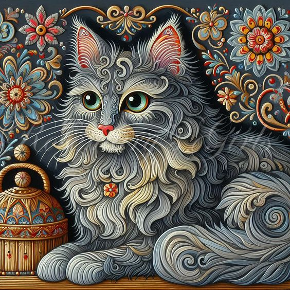 5D Diamond Painting - Abstrakte Katze