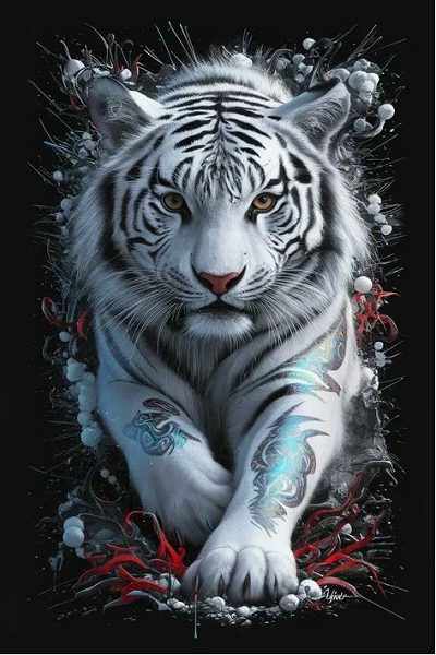 5D Diamond Painting - Weißer Tiger