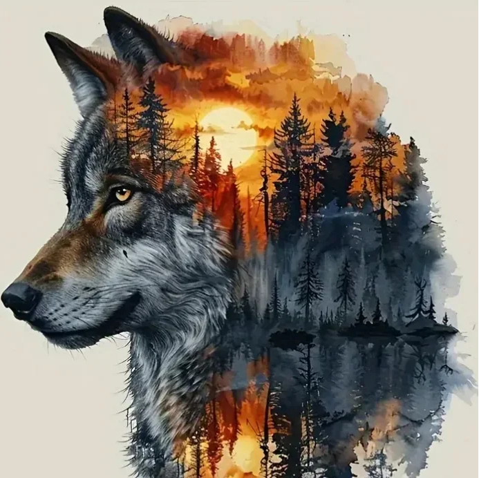 5D Diamond Painting - Abstrakter Wolf