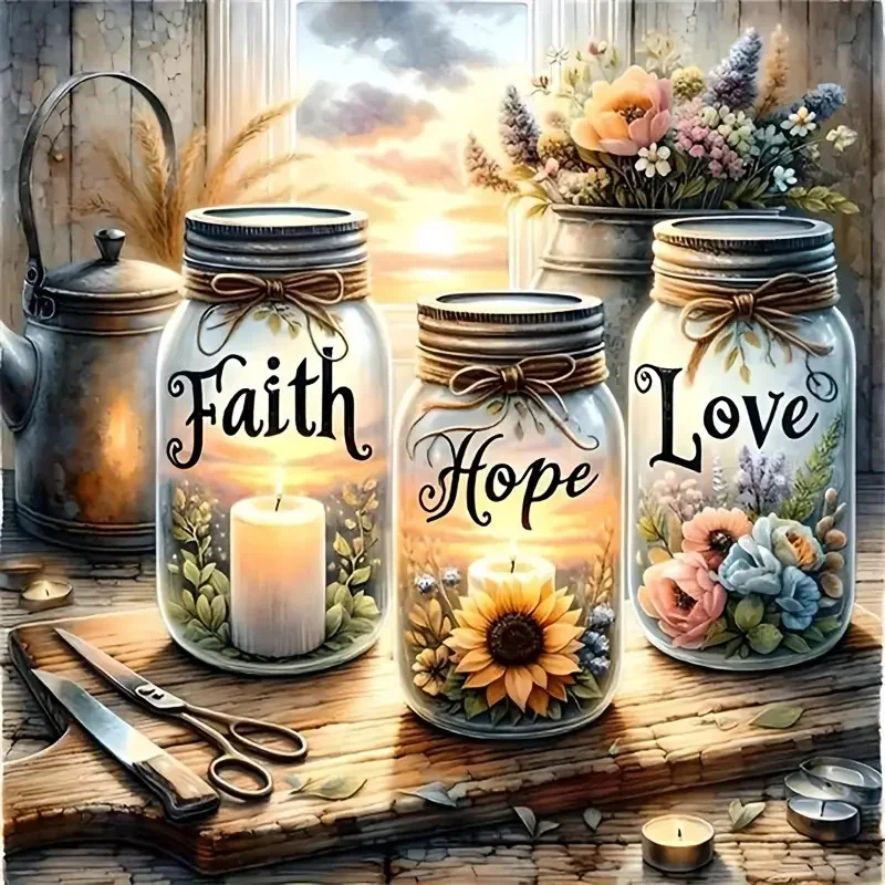 5D Diamond Painting - Faith Hope Love