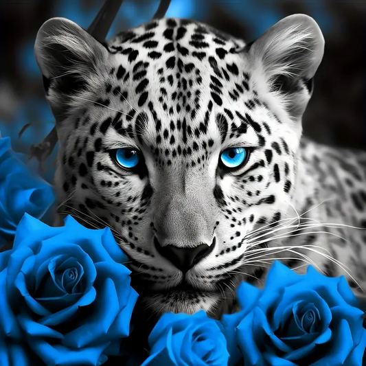 5D Diamond Painting - Tiger Zwischen Blumen