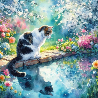 Malen nach Zahlen - Blumen und Katzen