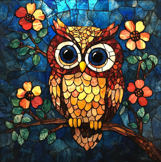 5D Diamond Painting - Glasmalerei Stil Eule
