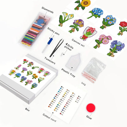 5D Diamond painting - Mini Diamond Paingting Kits Blumen(15 teiliges Set)