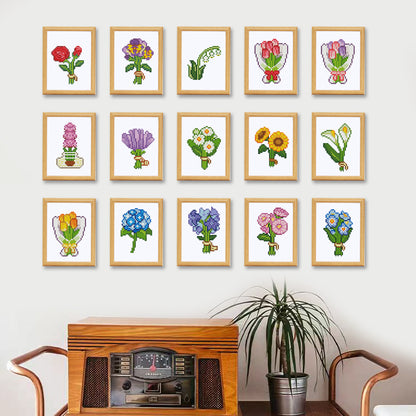 5D Diamond painting - Mini Diamond Paingting Kits Blumen(15 teiliges Set)